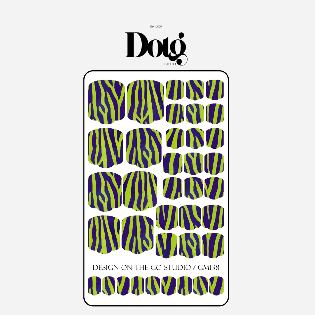 Purple Green Nail Polish Wraps DIY Manicure & Pedicure Animal Print Stickers Nail Decal Strips