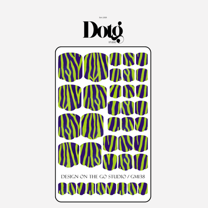 Purple Green Nail Polish Wraps DIY Manicure & Pedicure Animal Print Stickers Nail Decal Strips
