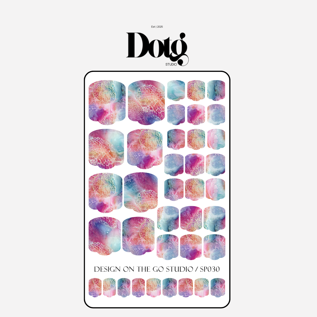 Pastel Fluid Art Nail Polish Wraps DIY Manicure & Pedicure Girly Nail Stickers Decal Strips