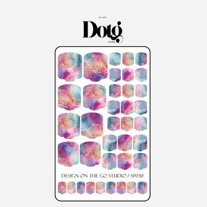 Pastel Fluid Art Nail Polish Wraps DIY Manicure & Pedicure Girly Nail Stickers Decal Strips