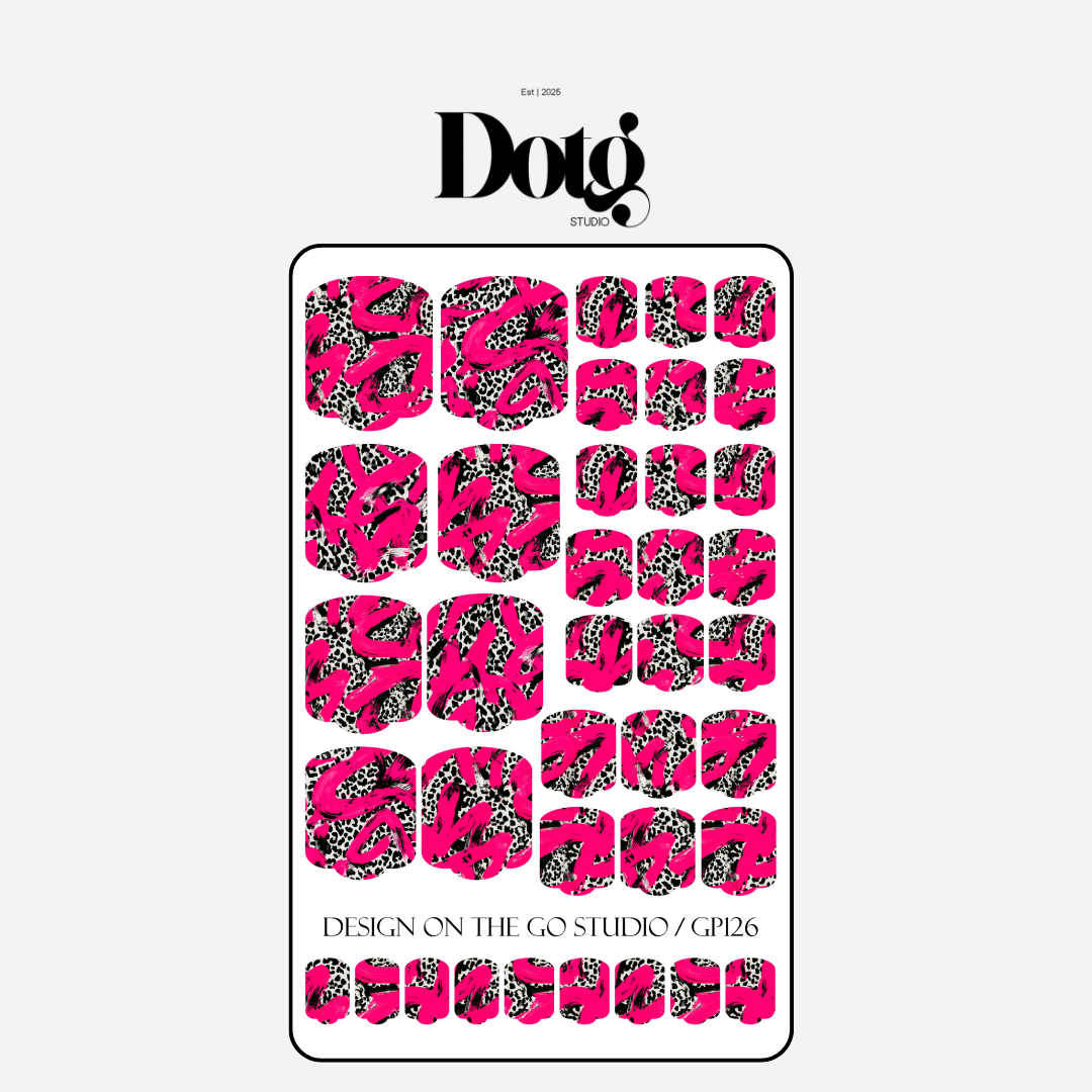 Abstract Leopard Nail Polish Wraps DIY Manicure & Pedicure Fuchsia Vintage Stickers Nail Decal Strips