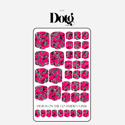 Abstract Leopard Nail Polish Wraps DIY Manicure & Pedicure Fuchsia Vintage Stickers Nail Decal Strips