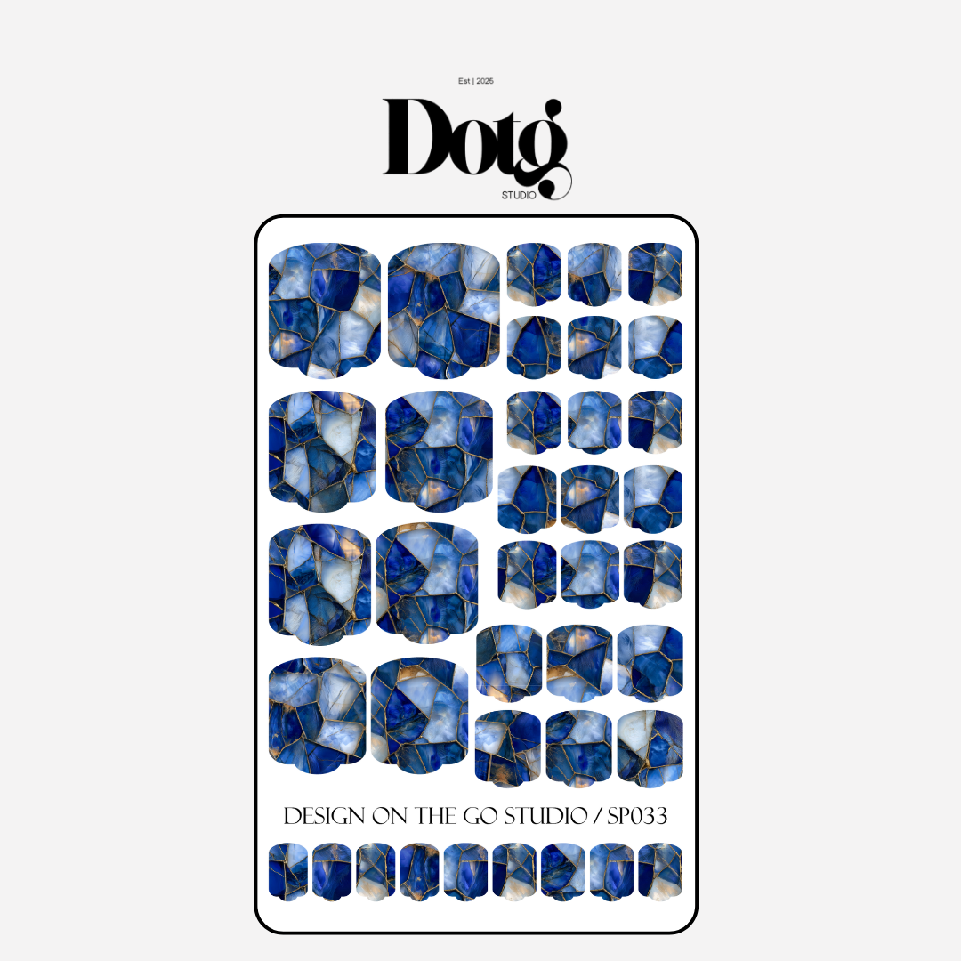 Blue Stone Nail Polish Wraps DIY Manicure & Pedicure Geometric Abstract Nail Stickers Decal Strips