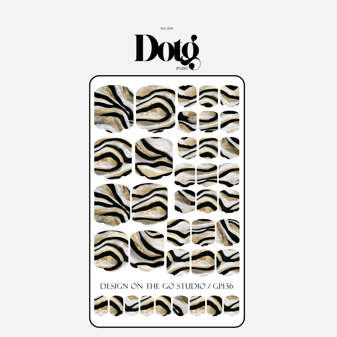Pearl Abstract Nail Polish Wraps DIY Manicure & Pedicure Gold Vintage Nail Stickers Decal Strips