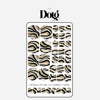 Pearl Abstract Nail Polish Wraps DIY Manicure & Pedicure Gold Vintage Nail Stickers Decal Strips