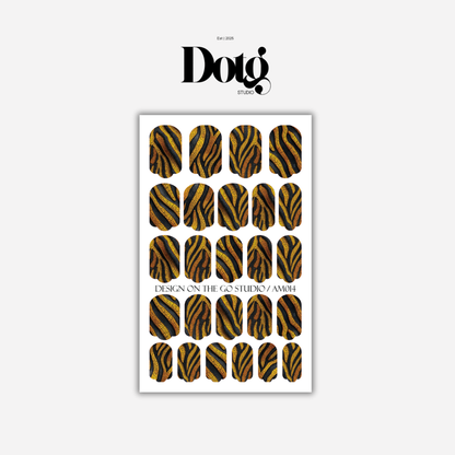 Golden Tiger Nail Wraps DIY Manicure Stickers Animal Print Nail Decal Strips