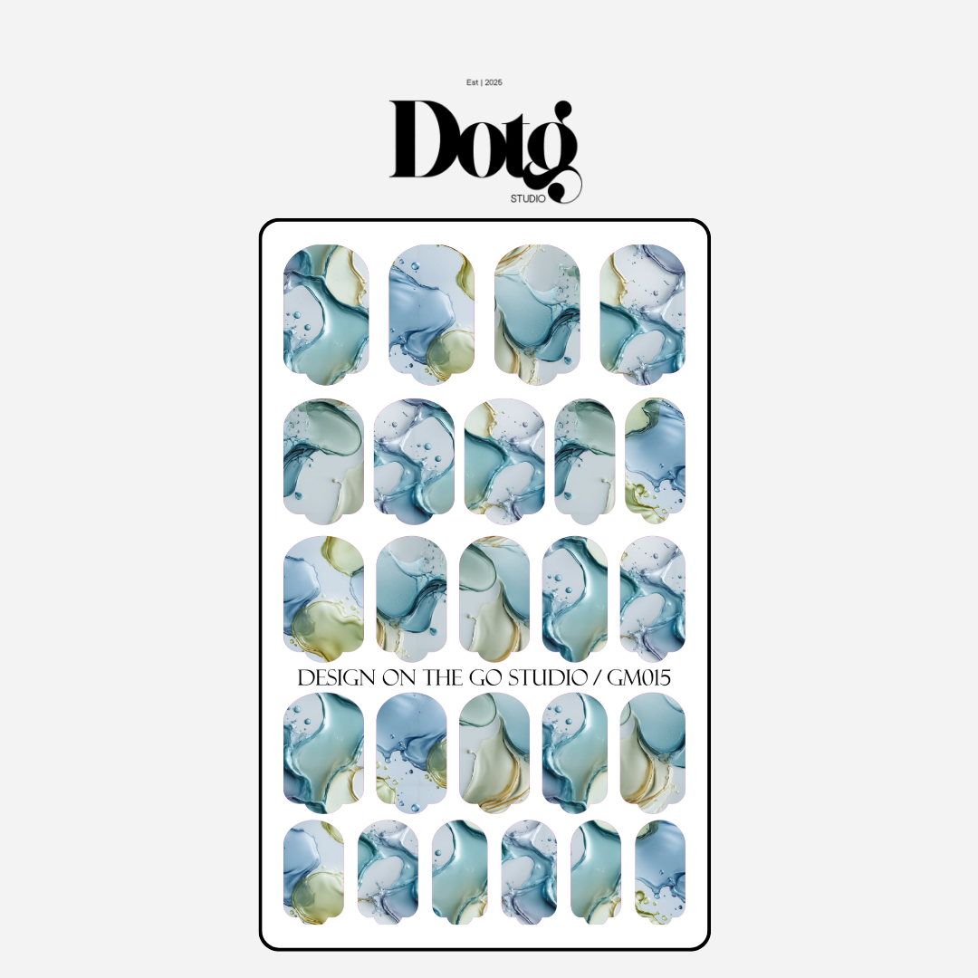 Blue Marble Nail Wraps Abstract Pedicure & Manicure Water Design Aqua Nail Stickers Gel Alternative