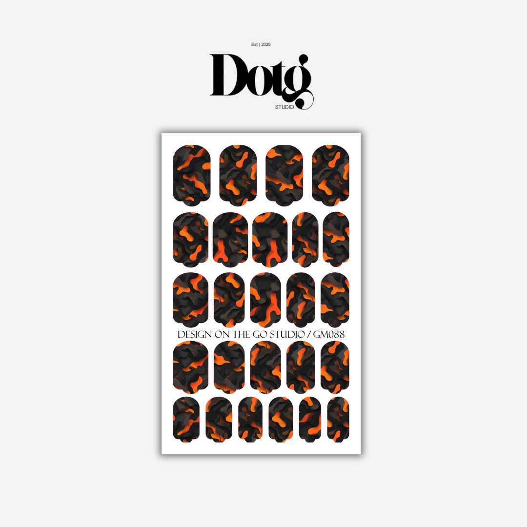 Dark Orange Camo Nail Wraps DIY Manicure Stickers Army Nail Decal Strips