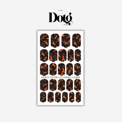 Dark Orange Camo Nail Wraps DIY Manicure Stickers Army Nail Decal Strips