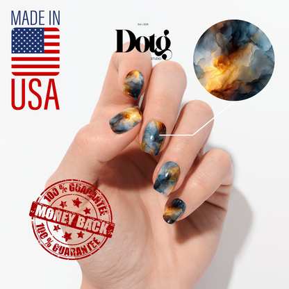 Amber Smoke Print Nail Polish Wraps DIY Manicure & Pedicure Floral Stickers Gift for Her