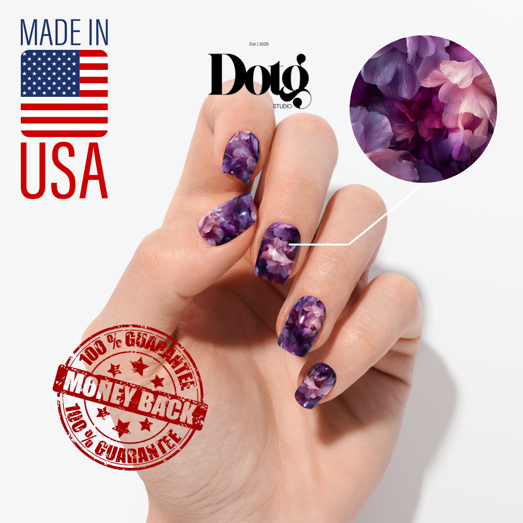 Midnight Petal Print Nail Polish Wraps DIY Manicure & Pedicure Floral Stickers for Gift