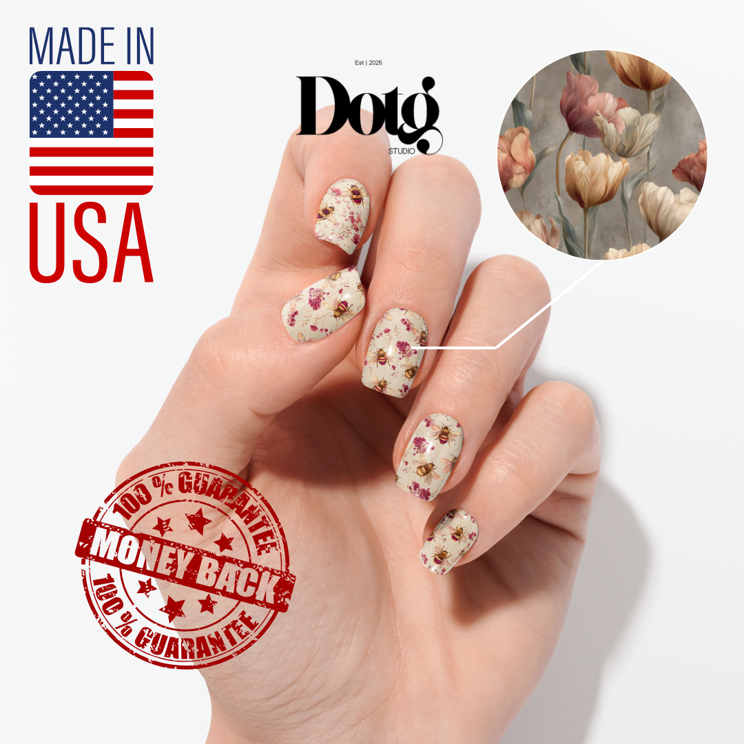 HoneyBee Florals Nail Polish Wraps DIY Manicure & Pedicure Stickers Nail Decal Strips
