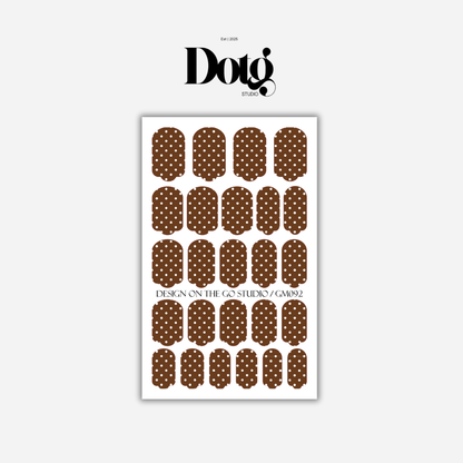 Brown Polka-Dot Nail Wraps DIY Manicure Stickers Classic Nail Decal Strips