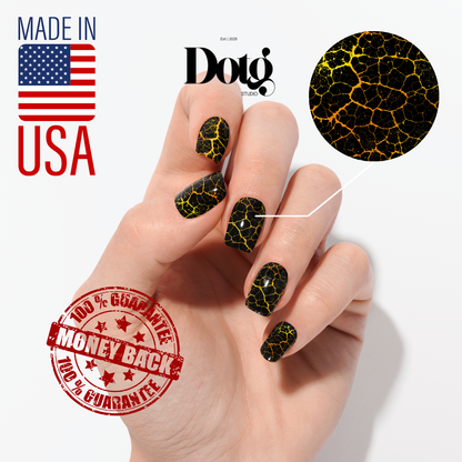 Gold Crackle Stone Nail Polish Wraps DIY Manicure & Pedicure Stickers Nail Decal Strips