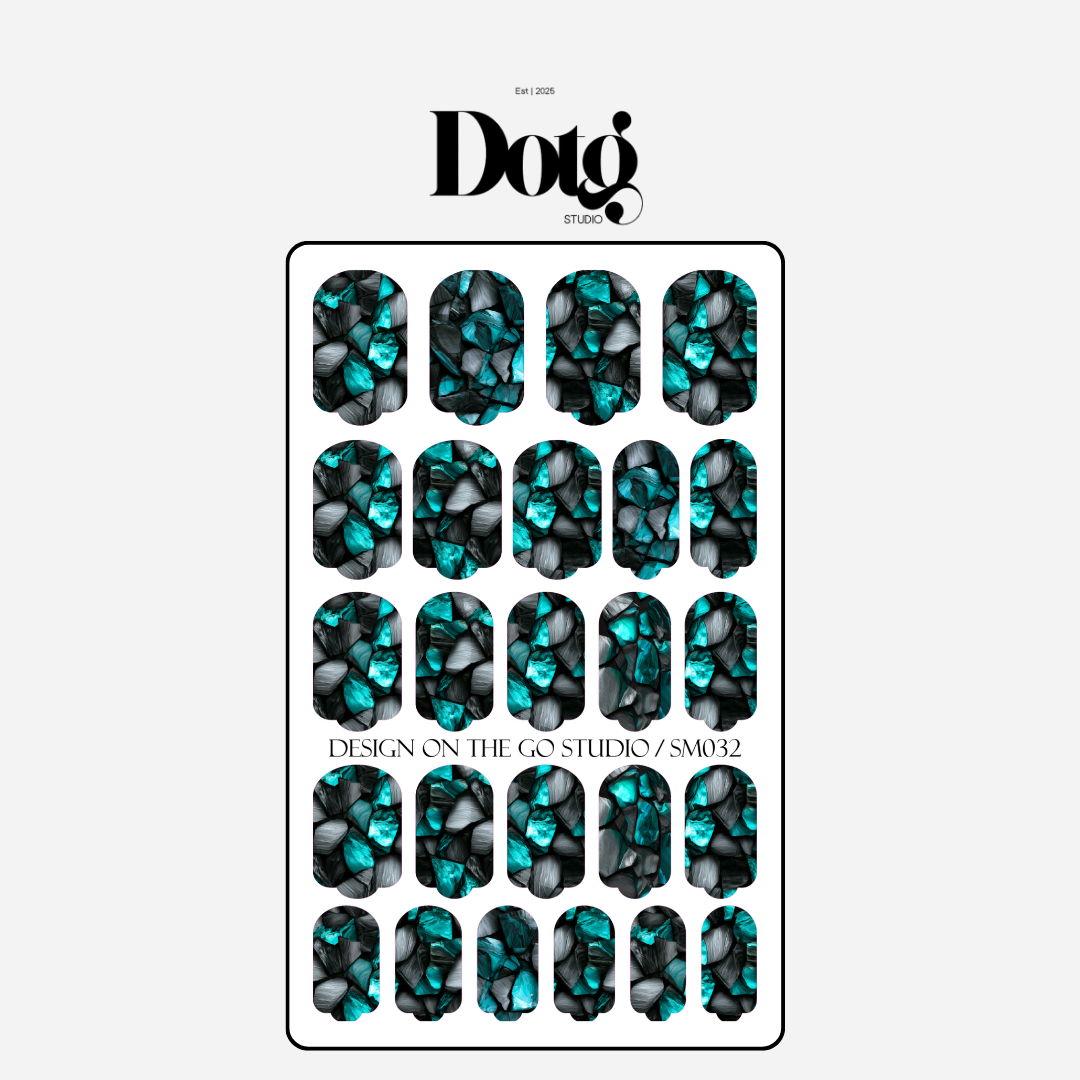 Green Stone Nail Polish Wraps DIY Manicure & Pedicure Mosaic Glass Nail Stickers Decal Strips