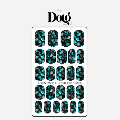 Green Stone Nail Polish Wraps DIY Manicure & Pedicure Mosaic Glass Nail Stickers Decal Strips