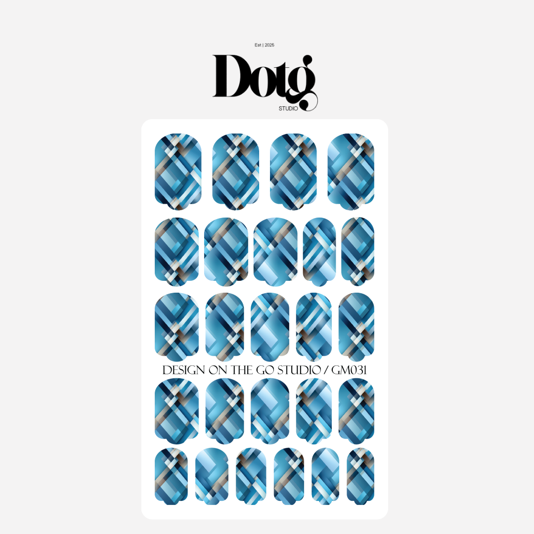 Blue Plaid Nail Wrap DIY Manicure & Pedicure Nail Stickers Decal Strips