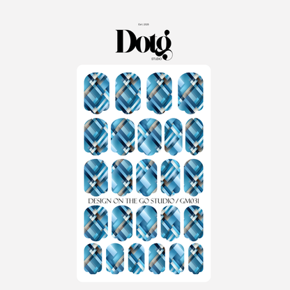 Blue Plaid Nail Wrap DIY Manicure & Pedicure Nail Stickers Decal Strips