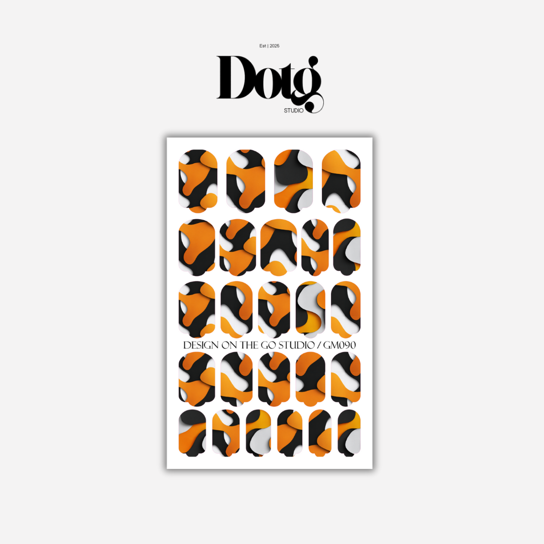 Abstract Orange-Black Nail Polish Wraps DIY Manicure Minimal Stickers Nail Decal Strips