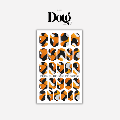Abstract Orange-Black Nail Polish Wraps DIY Manicure Minimal Stickers Nail Decal Strips