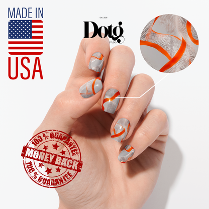 Orange Swirl Nail Wraps • Minimalist Sheer Abstract Strips • Manicure & Pedicure Stickers