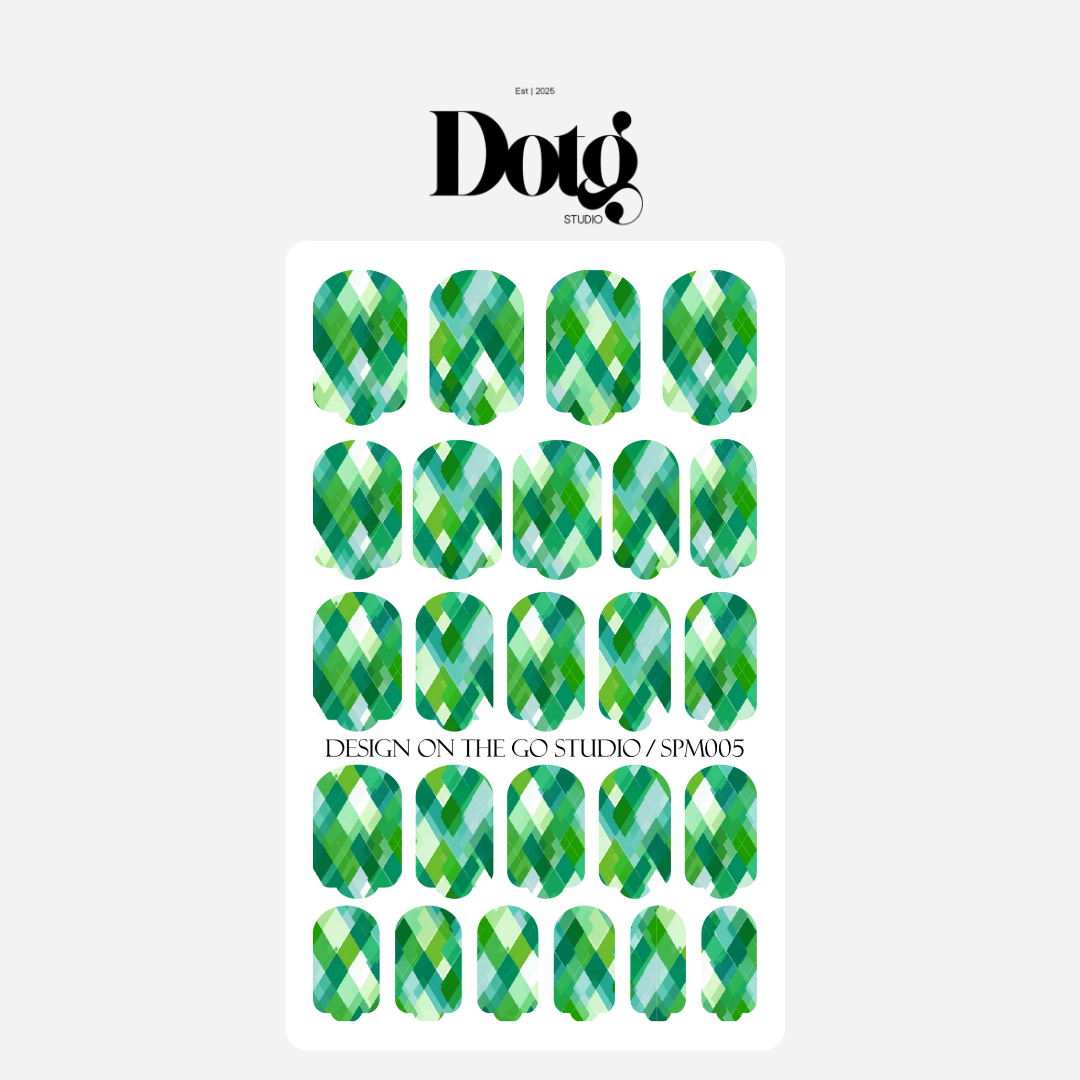 St. Patrick's Day Green Argyle Nail Wrap DIY Manicure & Pedicure Stickers Nail Decal Strips