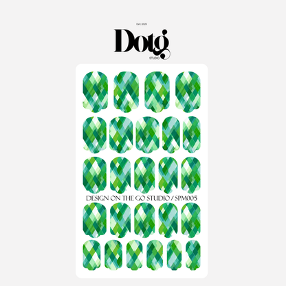 St. Patrick's Day Green Argyle Nail Wrap DIY Manicure & Pedicure Stickers Nail Decal Strips