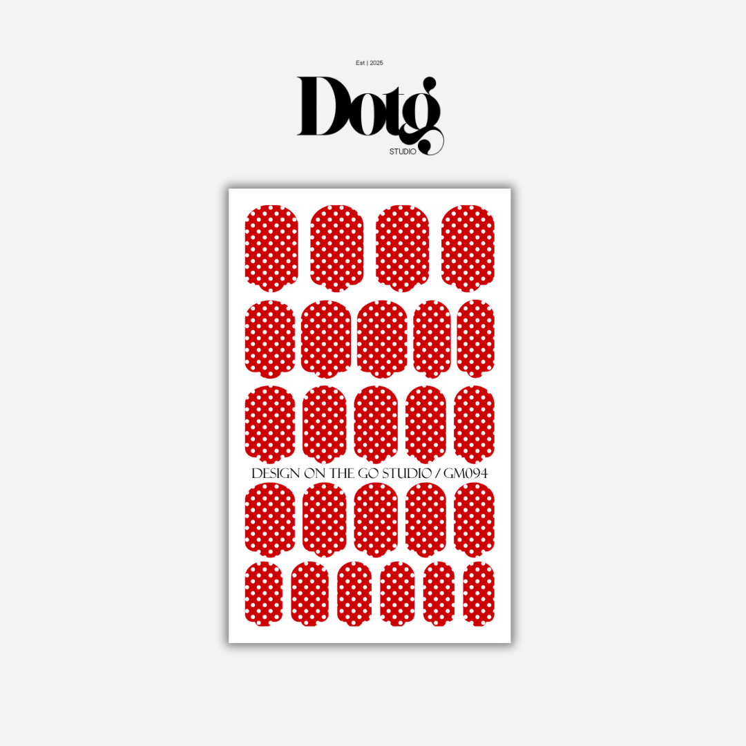 Red Polka-Dot Nail Wraps DIY Manicure Stickers Retro Nail Decal Strips