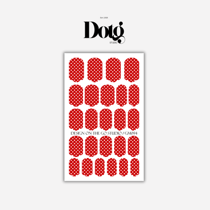 Red Polka-Dot Nail Wraps DIY Manicure Stickers Retro Nail Decal Strips