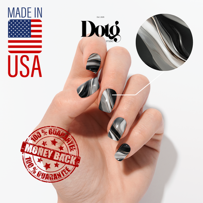 Black Marble Nail Wraps Abstract Pedicure & Manicure Stone Texture Design Nail Stickers Gel Alternative