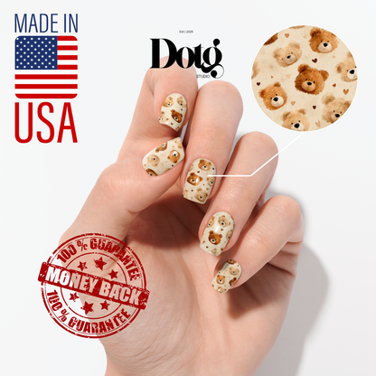 Teddy Bear Hearts Nail Polish Wraps DIY Manicure & Pedicure Stickers Nail Decal Strips