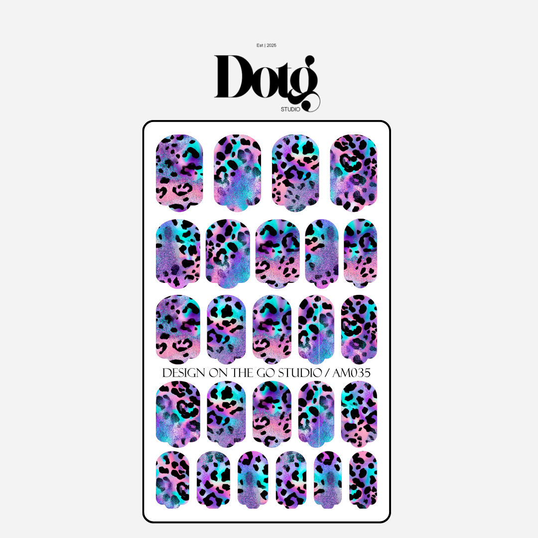 Fuchsia Leopard Nail Polish Wraps DIY Manicure & Pedicure  Iridescent Gradients Nail Stickers Decal Strips