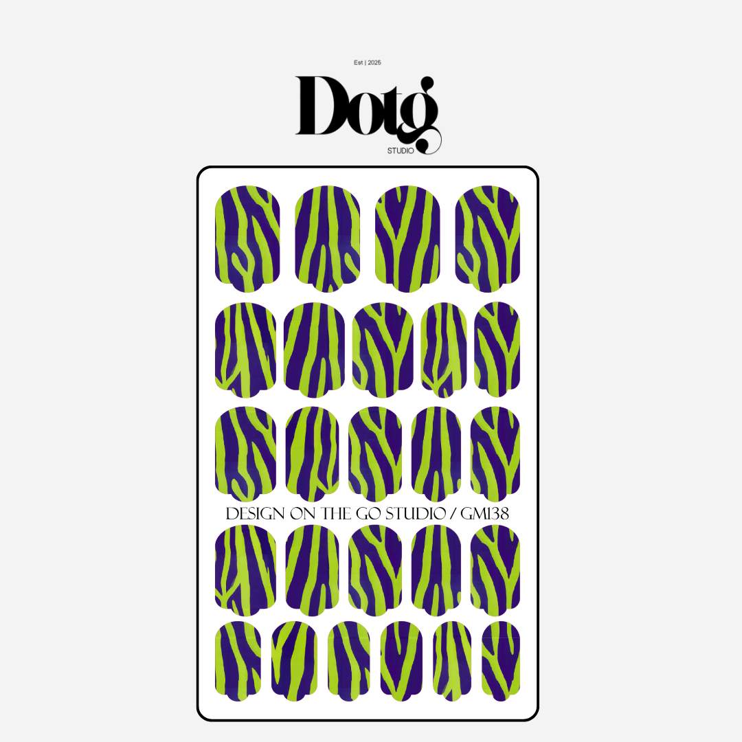 Purple Green Nail Polish Wraps DIY Manicure & Pedicure Animal Print Stickers Nail Decal Strips