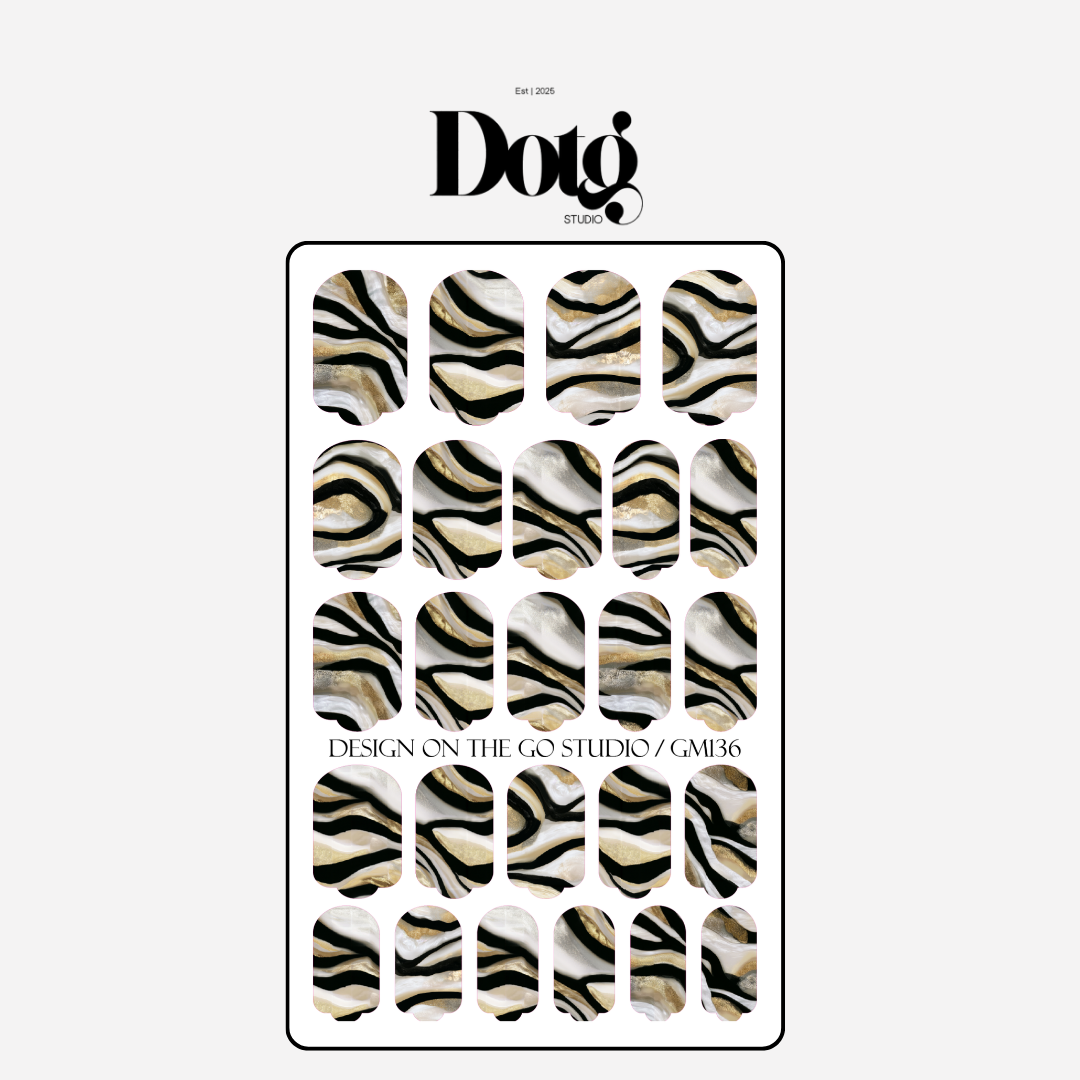 Pearl Abstract Nail Polish Wraps DIY Manicure & Pedicure Gold Vintage Nail Stickers Decal Strips
