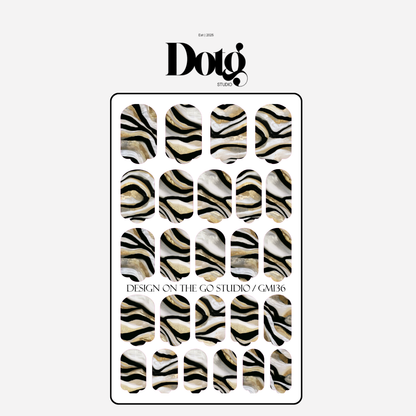Pearl Abstract Nail Polish Wraps DIY Manicure & Pedicure Gold Vintage Nail Stickers Decal Strips