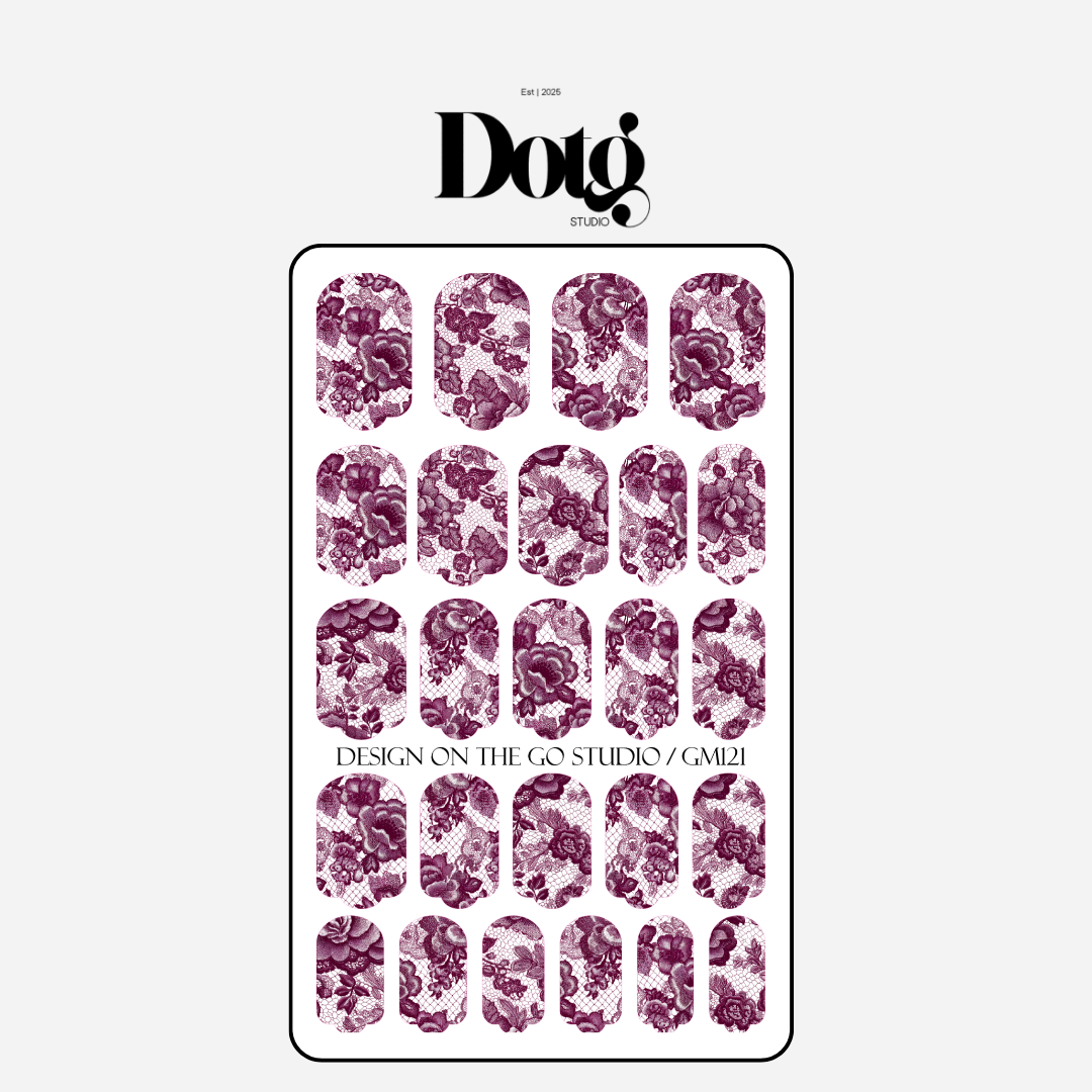 Burgundy Lace Nail Wraps