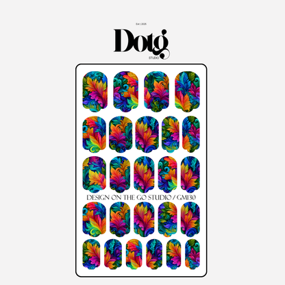 Fantasy Floral Nail Polish Wraps DIY Manicure & Pedicure Neon Garden Stickers Nail Decal Strips