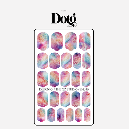 Pastel Fluid Art Nail Polish Wraps DIY Manicure & Pedicure Girly Nail Stickers Decal Strips