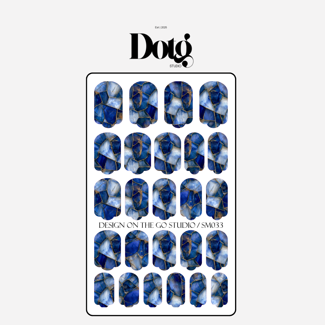 Blue Stone Nail Polish Wraps DIY Manicure & Pedicure Geometric Abstract Nail Stickers Decal Strips