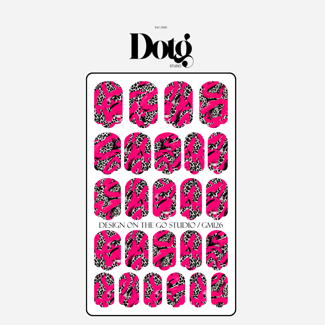 Abstract Leopard Nail Polish Wraps DIY Manicure & Pedicure Fuchsia Vintage Stickers Nail Decal Strips