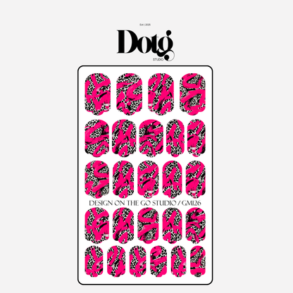 Abstract Leopard Nail Polish Wraps DIY Manicure & Pedicure Fuchsia Vintage Stickers Nail Decal Strips