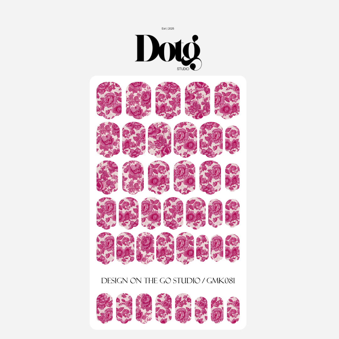 Floral Lace Nail Polish Wraps DIY Manicure & Pedicure Fuchsia Vintage Nail Stickers Decal Strips