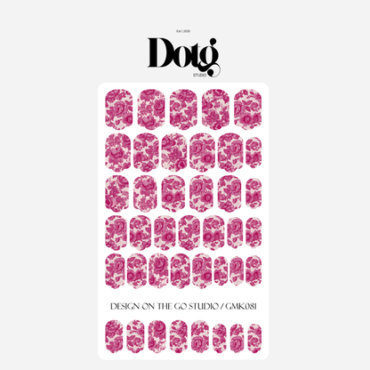 Floral Lace Nail Polish Wraps DIY Manicure & Pedicure Fuchsia Vintage Nail Stickers Decal Strips