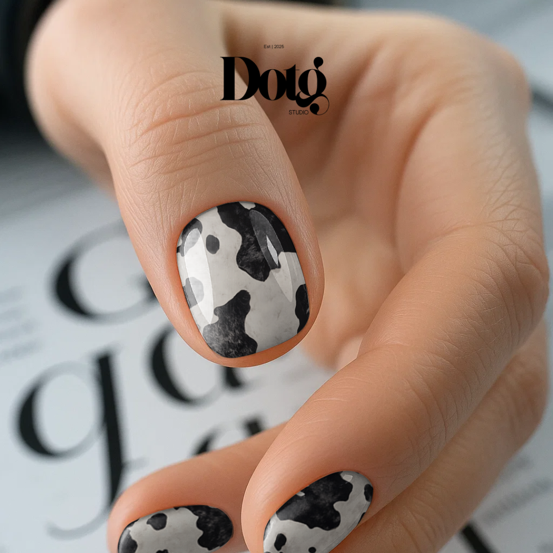 Cow Print Nail Wraps Black White Pattern Long Lasting Gel Alternative Statement Nails