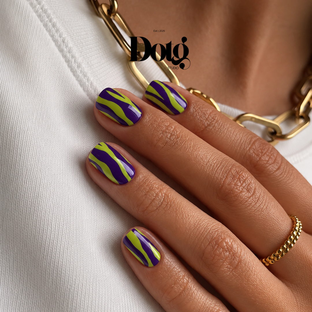 Purple Green Nail Polish Wraps DIY Manicure & Pedicure Animal Print Stickers Nail Decal Strips