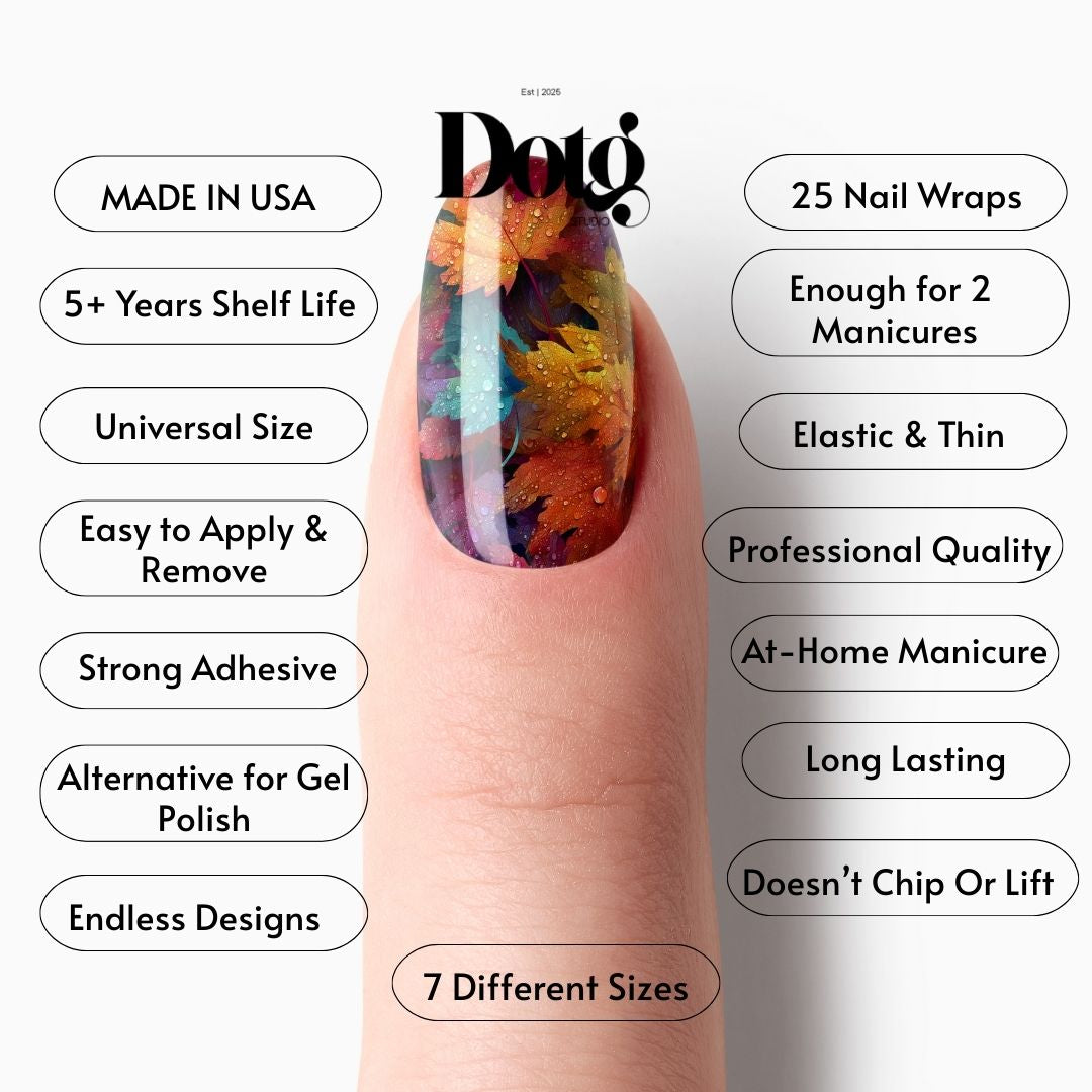 Nail Wrap Fall Leaves Decals DIY At-Home Autumn Manicure & Pedicure Stickers for Her