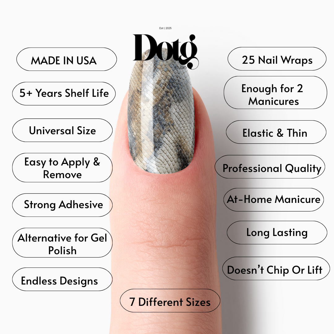 Neutral Snake Skin Nail Polish Wraps DIY Manicure & Pedicure Stickers Nail Decal Strips
