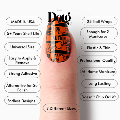 Halloween Caution Nail Wraps DIY Manicure and Pedicure Stickers
