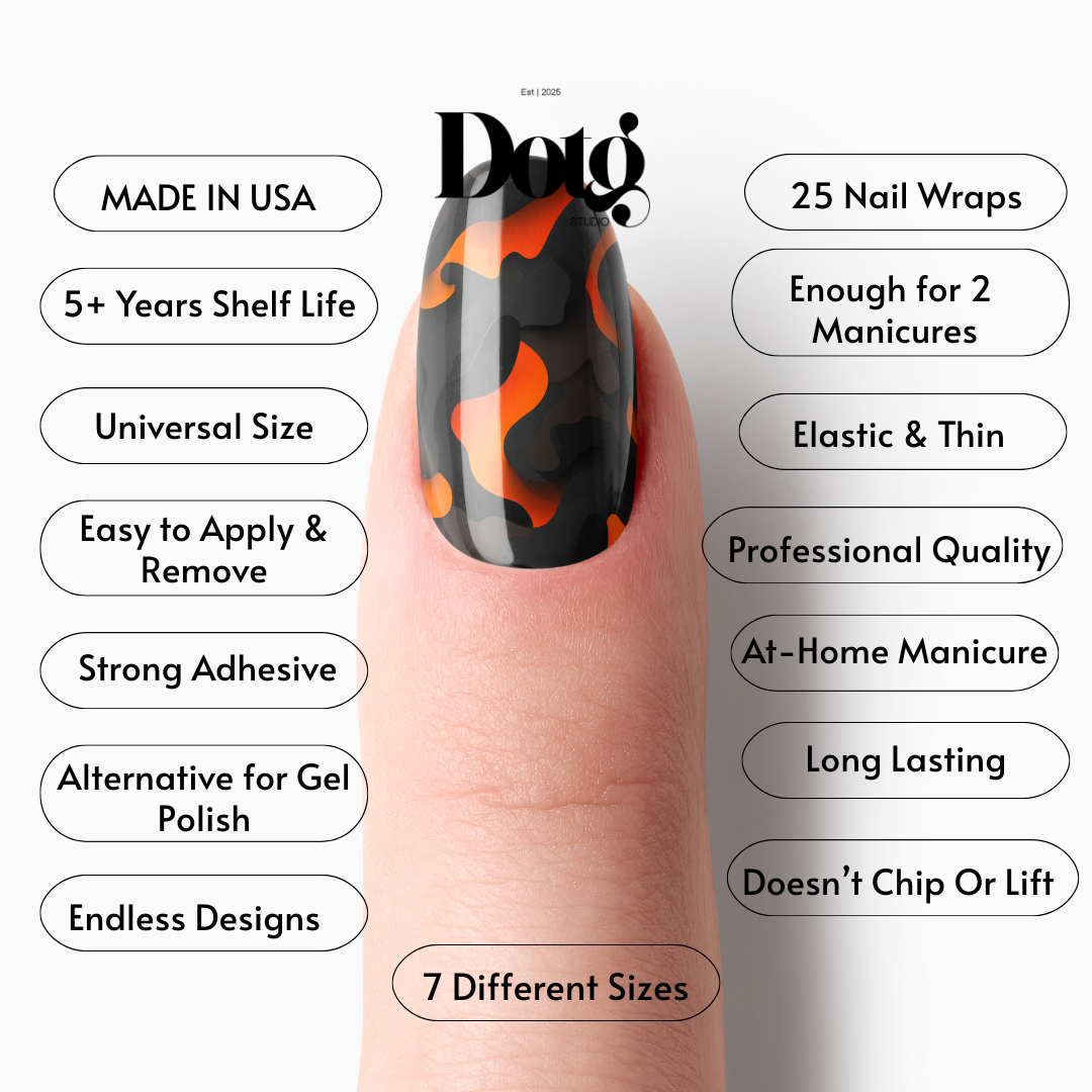 Dark Orange Camo Nail Wraps DIY Manicure Stickers Army Nail Decal Strips