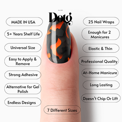Dark Orange Camo Nail Wraps DIY Manicure Stickers Army Nail Decal Strips